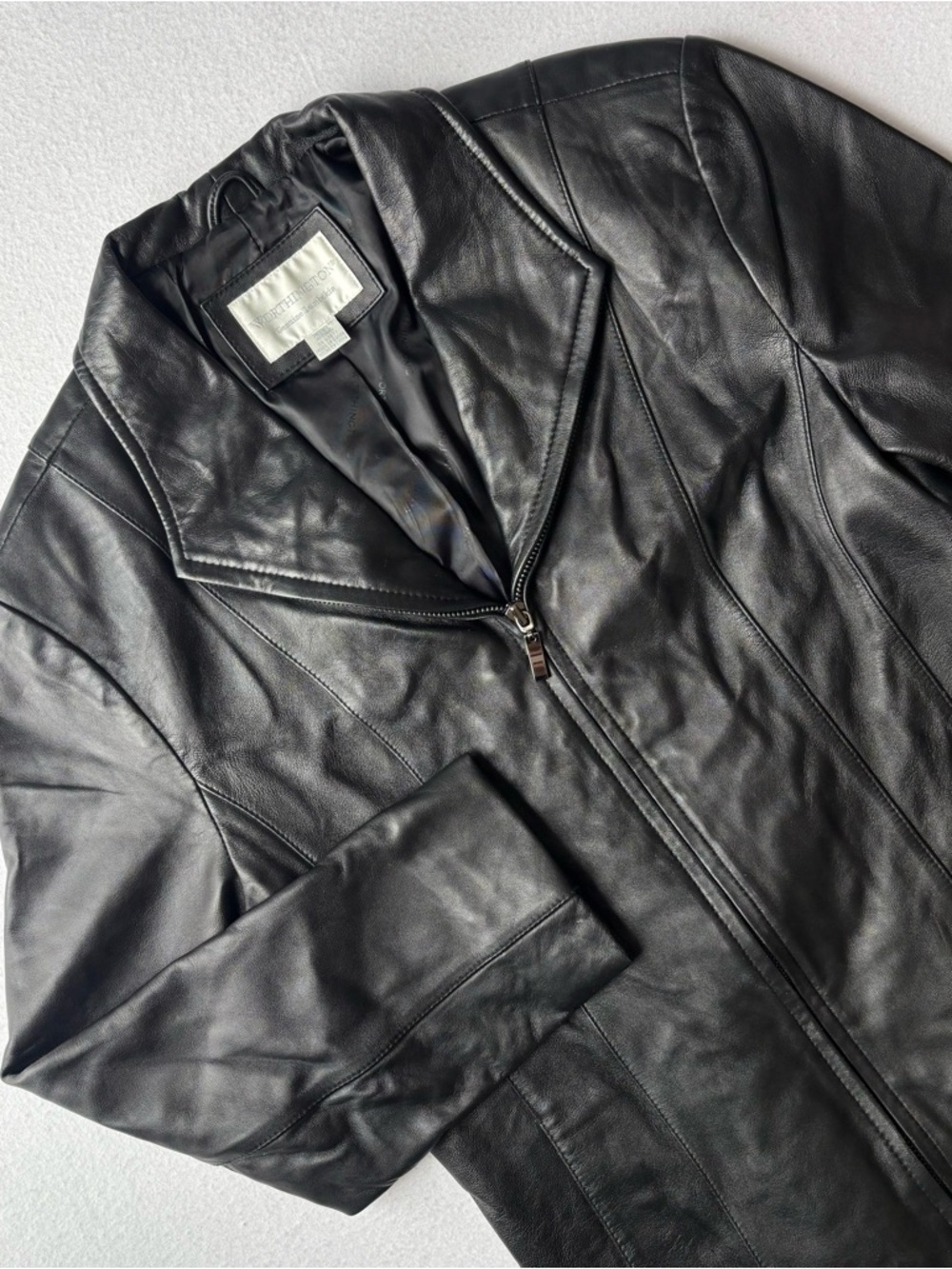 Worthington Black Genuine Lambskin Leather Moto Jacket Women’s Size Medium